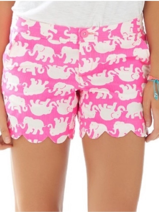 Lilly Pulitzer Pants - Lilly Pulitzer Pop Pink Tusk In Sun Buttercup Scallop Hem Shorts Elephant Print